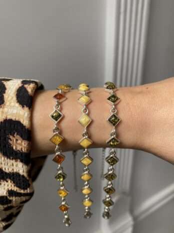 Bransoletka srebrna z bursztynem Classic