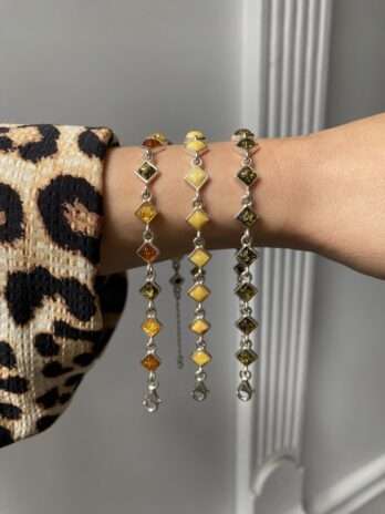 Bransoletka srebrna z bursztynem Classic