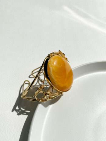 Unikatowa bransoletka Golden Dragonfly z bursztynem