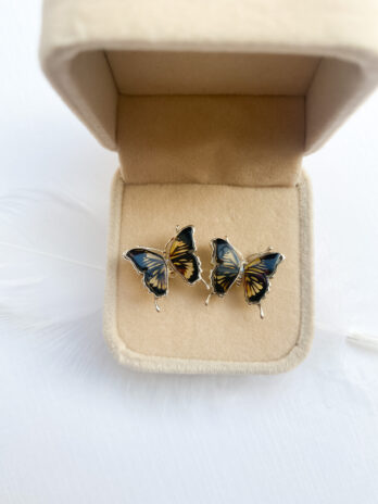 Kolczyki srebrne z bursztynem Little Butterfly