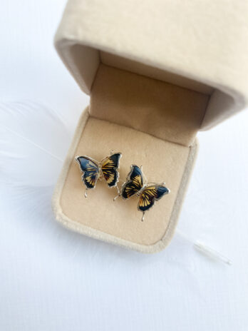 Kolczyki srebrne z bursztynem Little Butterfly