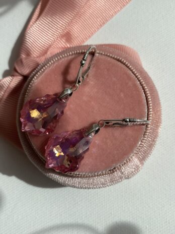 Kolczyki srebrne z kryształkami Svarowskiego Pink