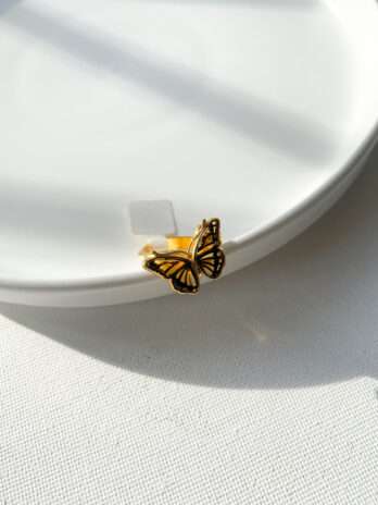 Pierścionek srebrny pozłacany z bursztynem Motyl Little Butterfly