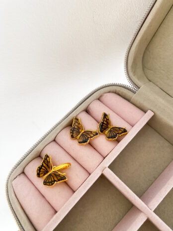 Komplet biżuterii z bursztynem Motyle