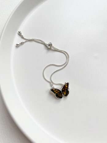 Bransoletka srebrna z bursztynem Motyl Little Butterfly