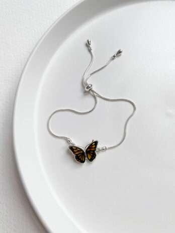 Bransoletka srebrna z bursztynem Motyl Little Butterfly