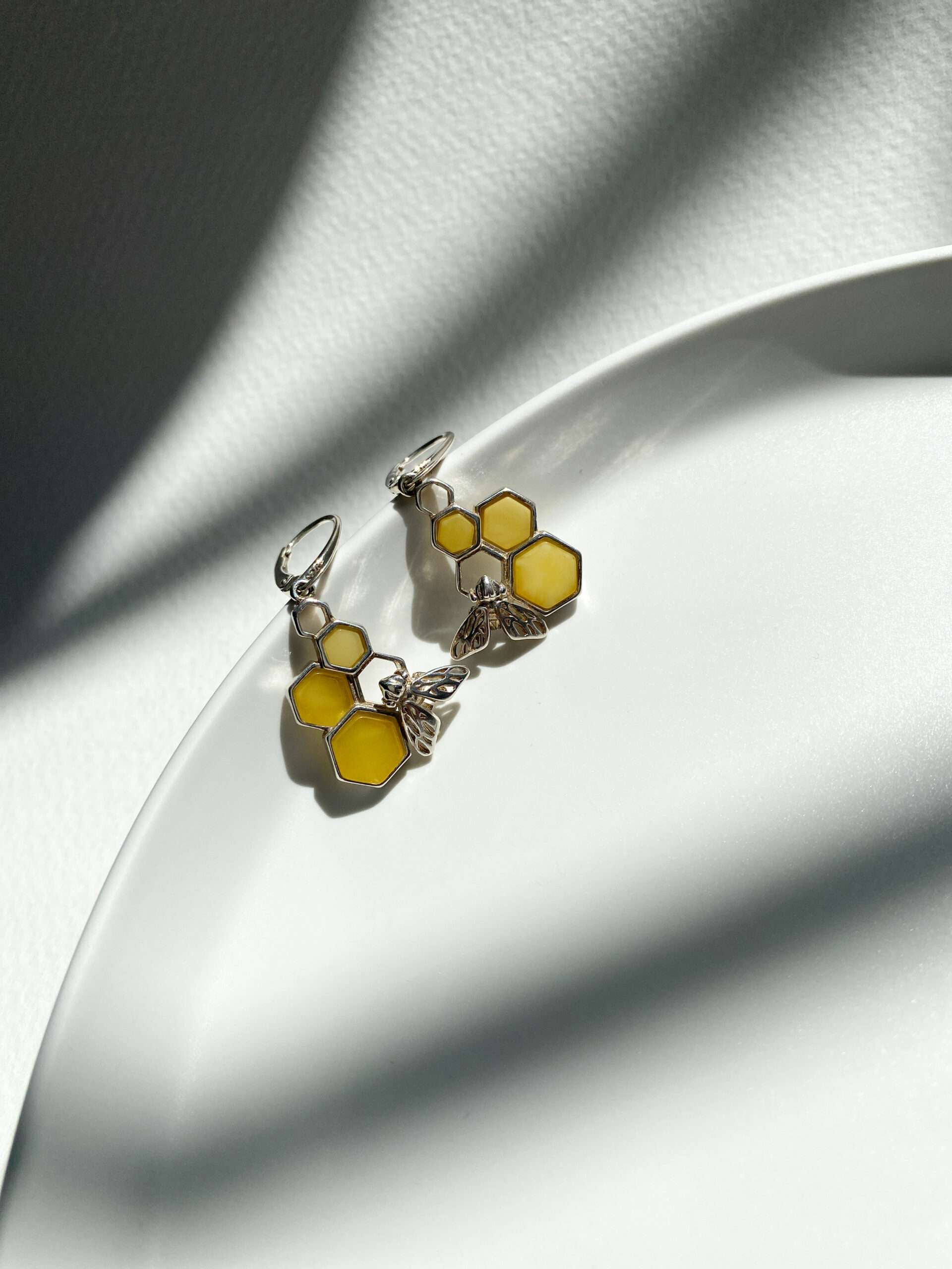 kolczyki srebrne z bursztynem