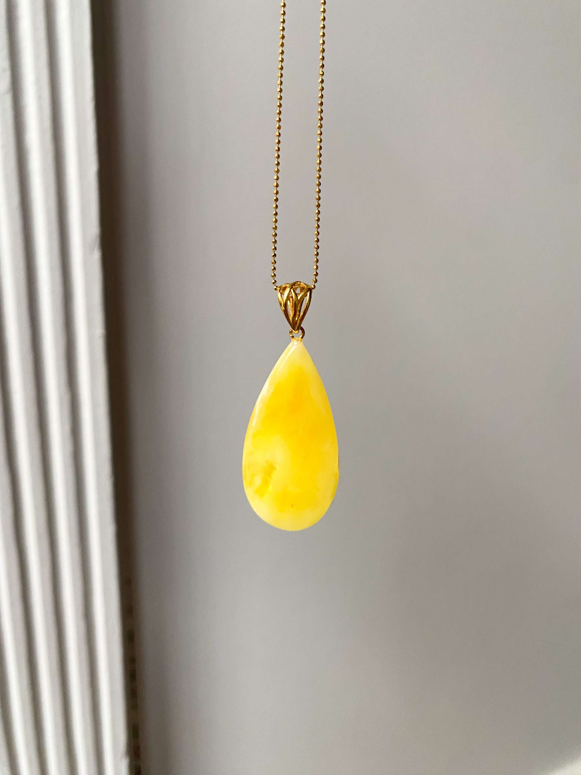 Naszyjnik srebrny pozłacany z bursztynem naturalnym