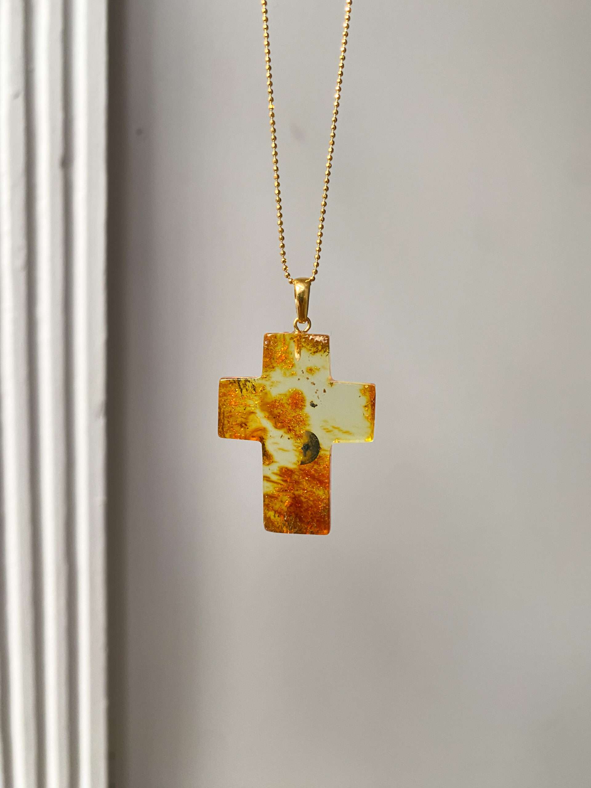 Naszyjnik srebrny pozłacany z bursztynem naturalnym