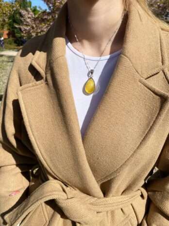 Wisior srebrny z bursztynem mleczno-cytrynowym