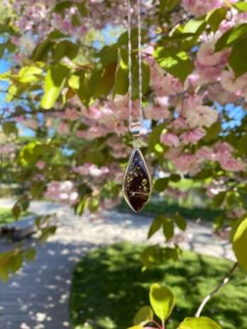 Wisior srebrny z bursztynem zielonym Classy