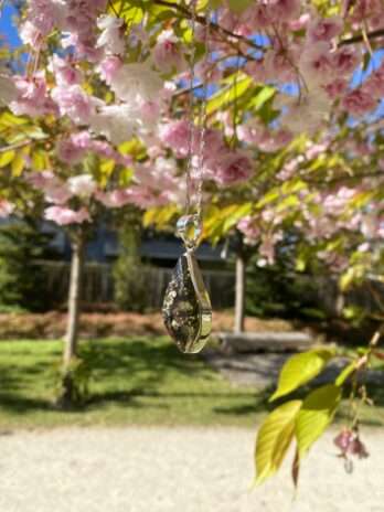 Wisior srebrny z bursztynem zielonym Classy