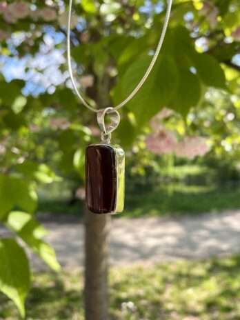 Wisior srebrny z bursztynem wiśniowym Classy