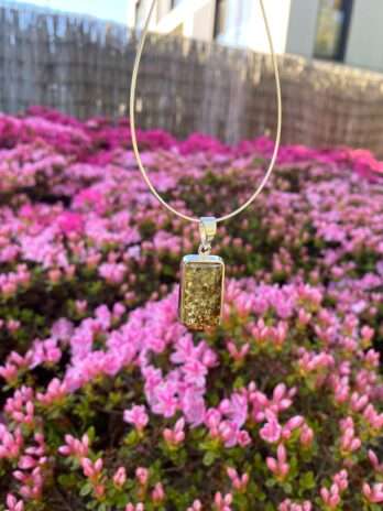 Wisior srebrny z bursztynem zielonym Classy