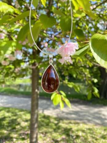 Wisior srebrny z bursztynem wiśniowym Classy