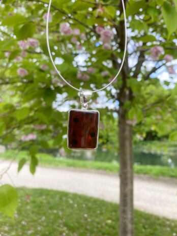 Wisior srebrny z bursztynem wiśniowym Classy