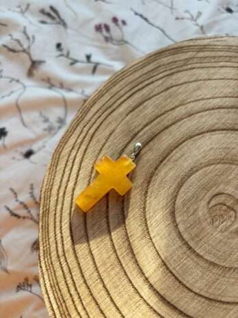 Bursztynowy Krzyżyk Wisiorek Srebro 925