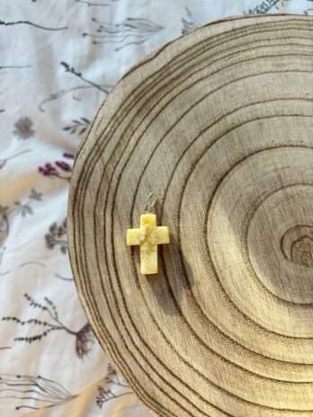 Bursztynowy Krzyżyk Wisiorek Srebro 925