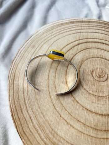 Bransoletka srebrna z bursztynem mlecznym