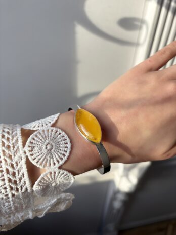 Bransoletka srebrna z bursztynem naturalnym