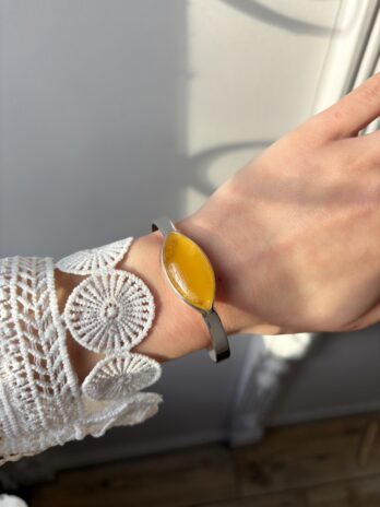 Bransoletka srebrna z bursztynem naturalnym