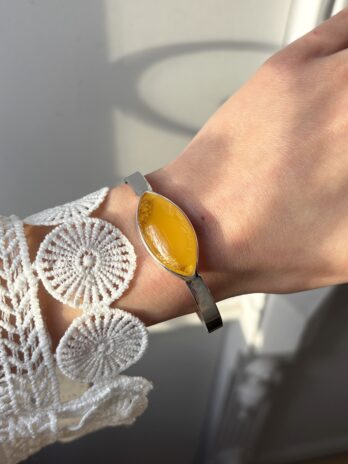 Bransoletka srebrna z bursztynem naturalnym