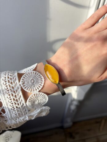 Bransoletka srebrna z bursztynem naturalnym