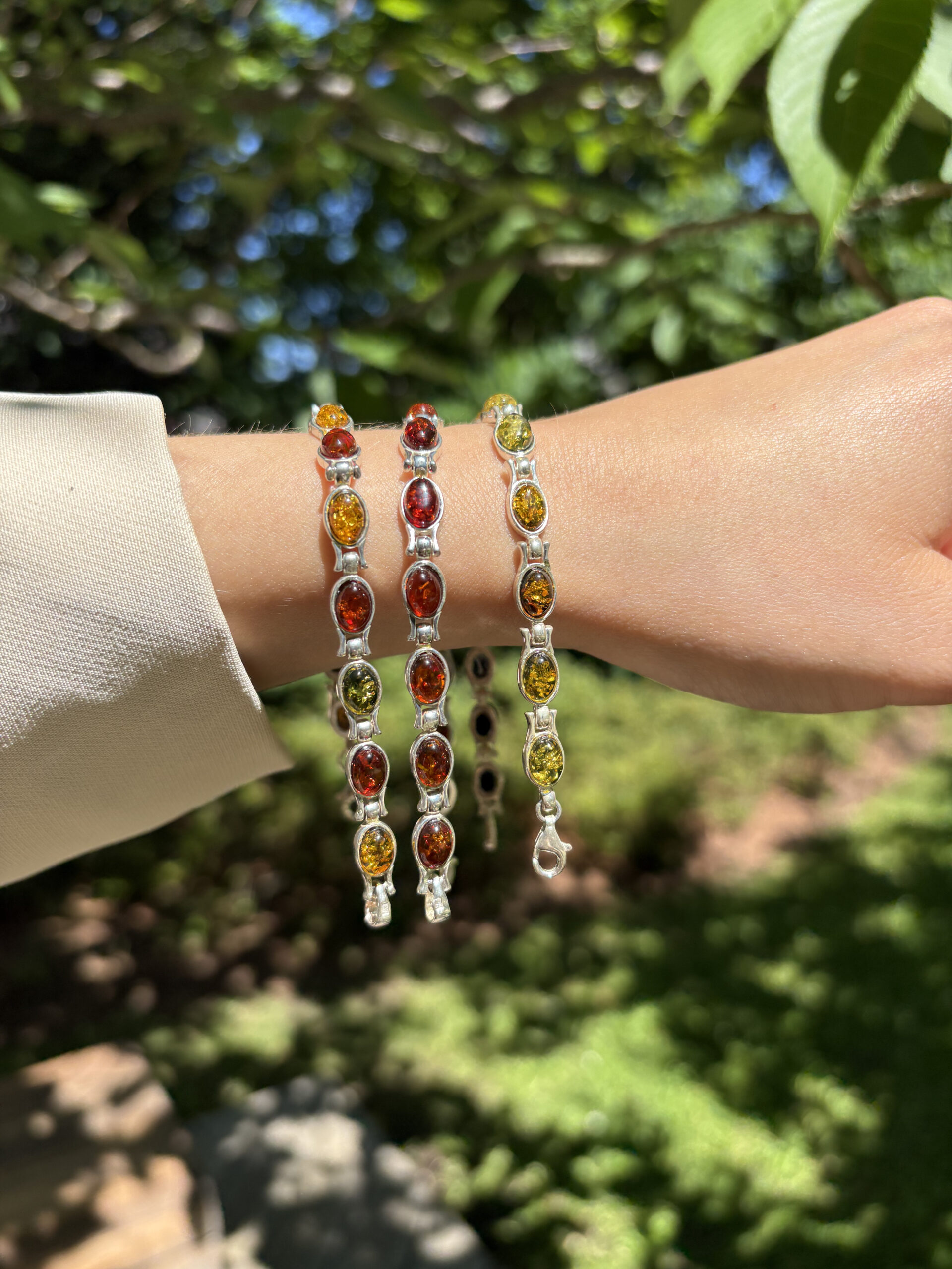 Bransoletka srebrna z bursztynem Classy 5 Bransoletka srebrna z bursztynem Classy - obrazek 3