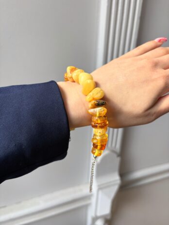 Bransoletka srebrna z bursztynem naturalnym