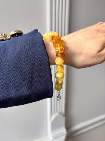 Bransoletka srebrna z bursztynem naturalnym