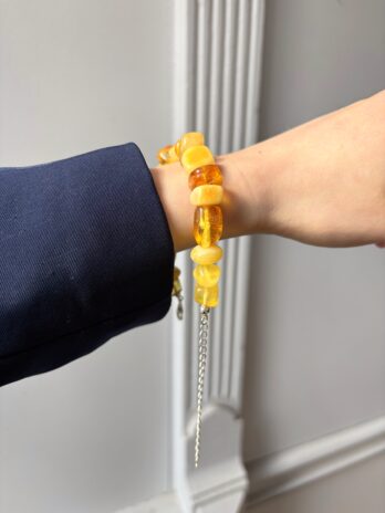 Bransoletka srebrna z bursztynem naturalnym