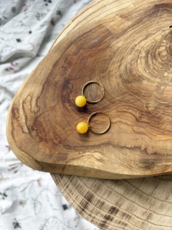 Kolczyki kółka z bursztynem kulki Baltic Sand