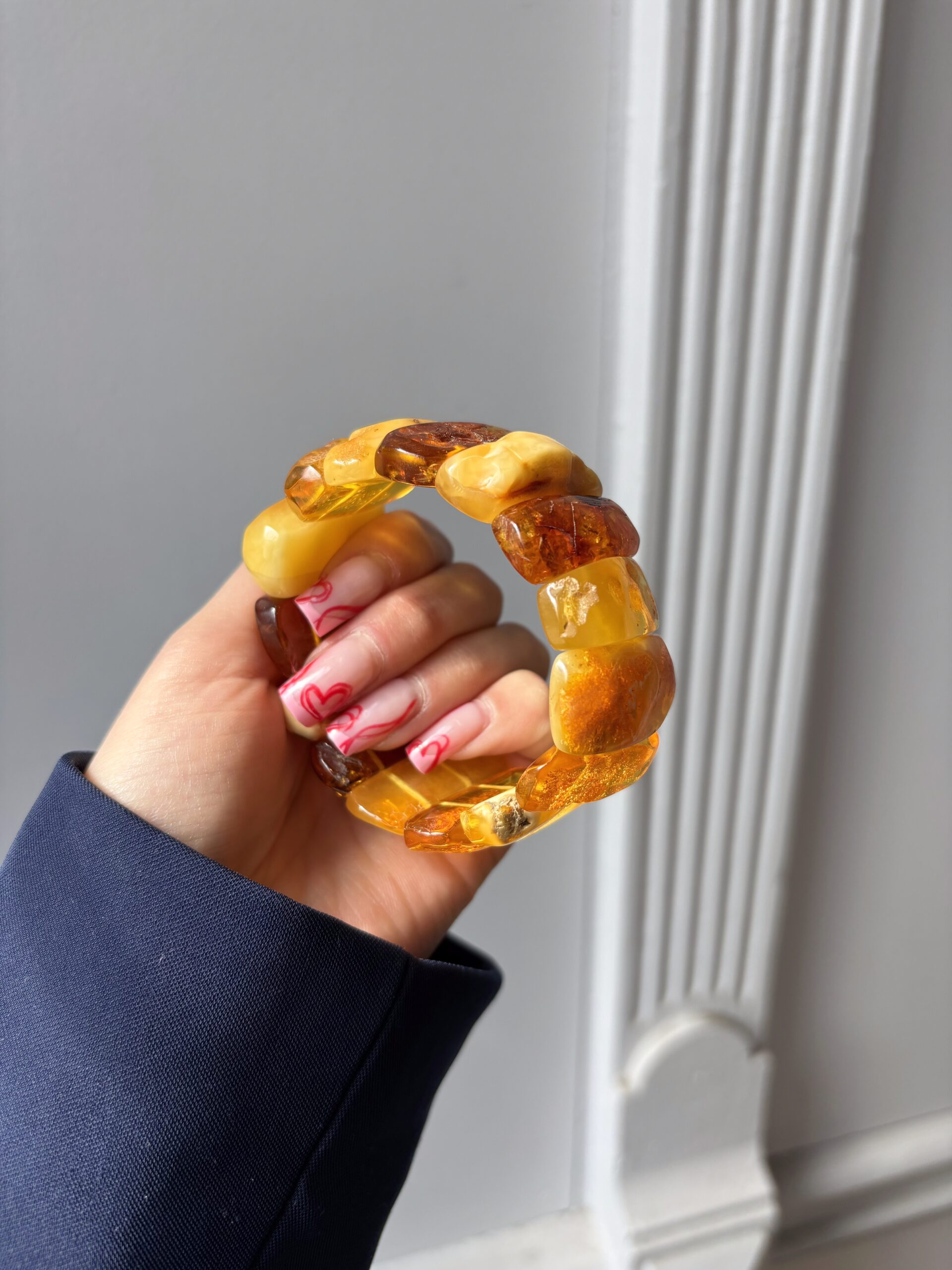 Bransoletka z surowego nieoszlifowanego bursztynu