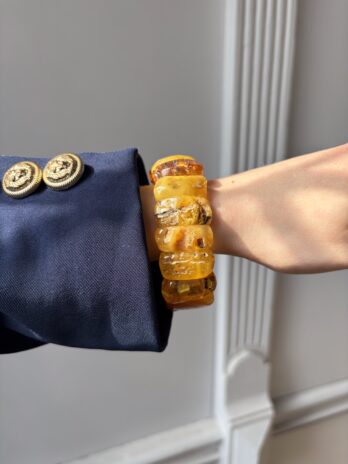 Bransoletka z surowego nieoszlifowanego bursztynu Baltic