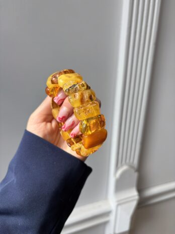 Bransoletka z surowego nieoszlifowanego bursztynu Baltic