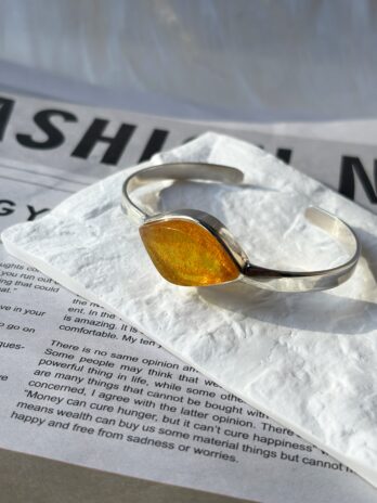 Bransoleta srebrna z bursztynem naturalnym