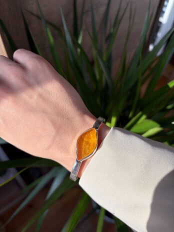 Bransoleta srebrna z bursztynem naturalnym