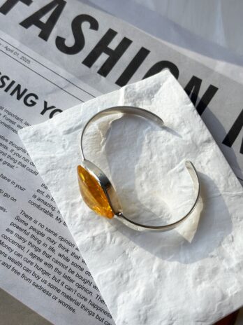 Bransoleta srebrna z bursztynem naturalnym