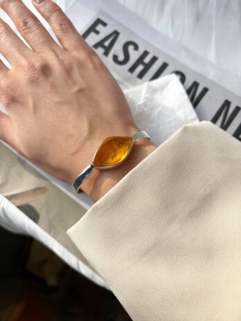 Bransoleta srebrna z bursztynem naturalnym