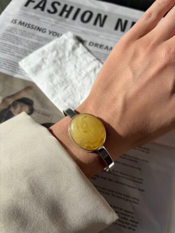 Bransoletka srebrna z bursztynem naturalnym