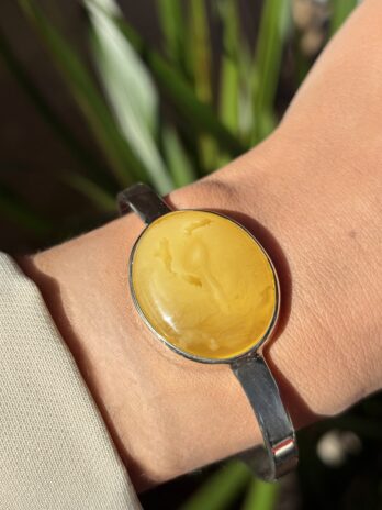 Bransoletka srebrna z bursztynem naturalnym