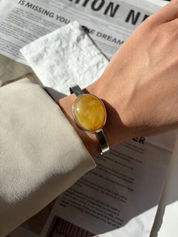 Bransoletka srebrna z bursztynem naturalnym