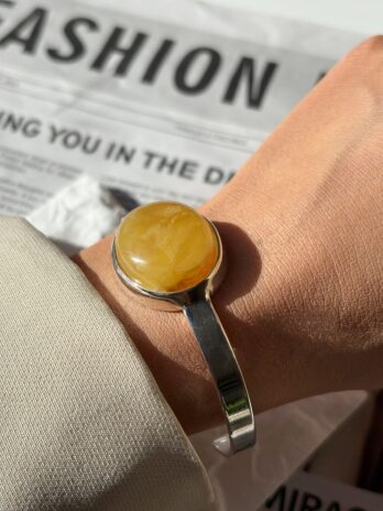 Bransoletka srebrna z bursztynem naturalnym