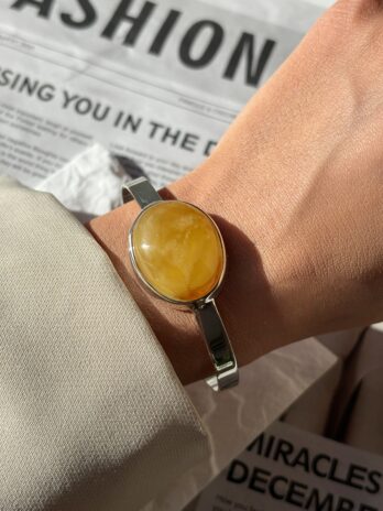 Bransoletka srebrna z bursztynem naturalnym