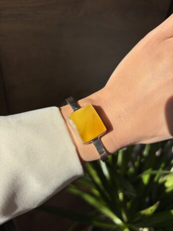 Bransoletka srebrna z bursztynem naturalnym