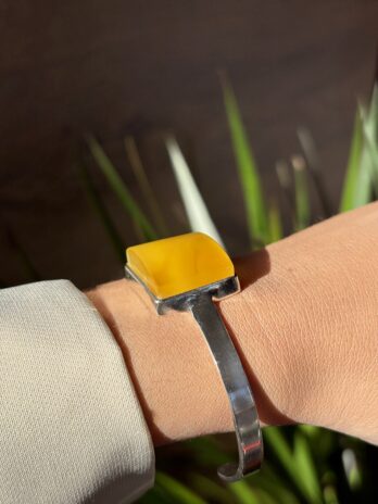 Bransoletka srebrna z bursztynem naturalnym