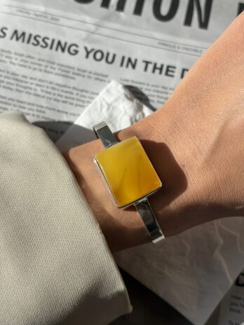 Bransoletka srebrna z bursztynem naturalnym