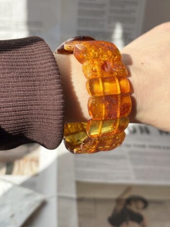 Bransoletka z surowego nieoszlifowanego bursztynu Baltic